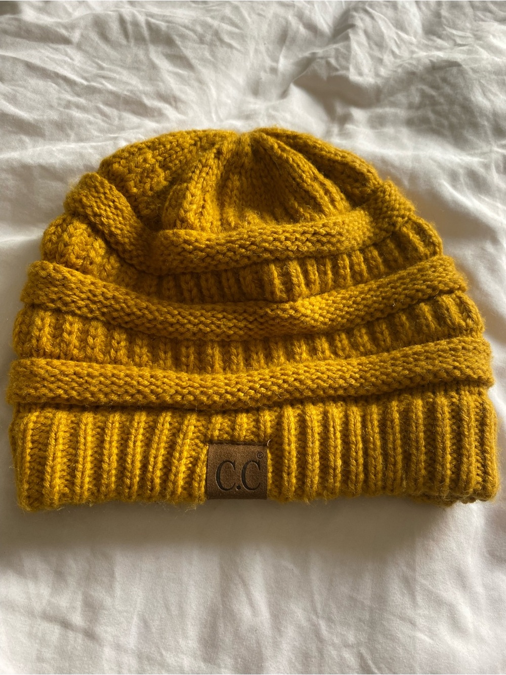 C.C Mustard Knit Ribbed Beanie